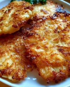 Crispy German potato pancakes served with a side of applesauce