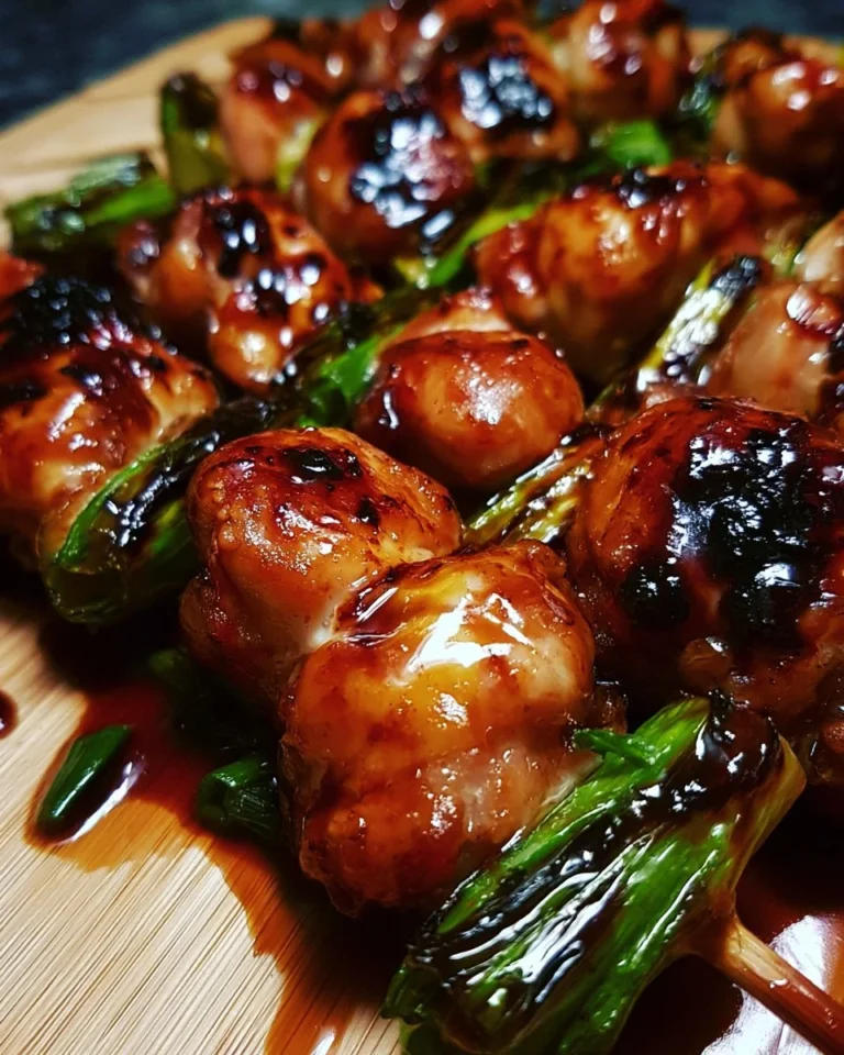 Easy Japanese chicken skewers ready for grilling with a flavorful marinade.