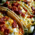 Baked chicken bacon ranch tacos served on a plate