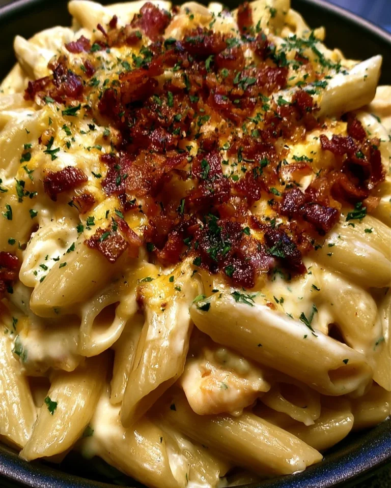 Delicious Chicken Penne pasta served in a bowl with vegetables