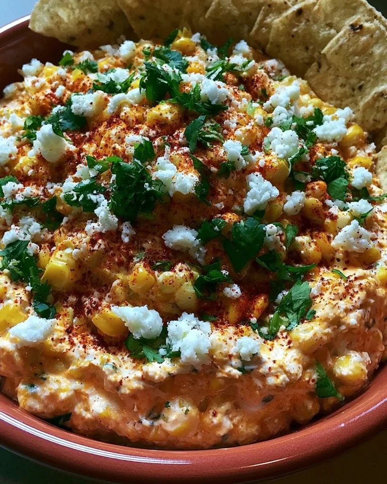 Delicious Mexican Street Corn Dip served in a bowl with fresh cilantro and lime