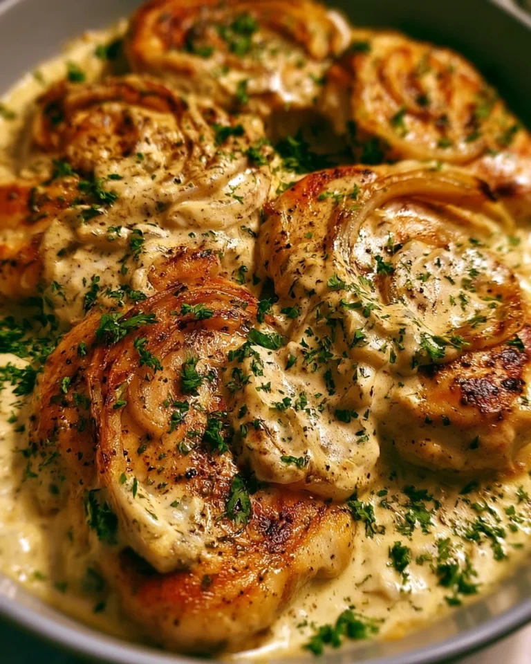 Delicious Sour Cream and Onion Chicken served on a plate