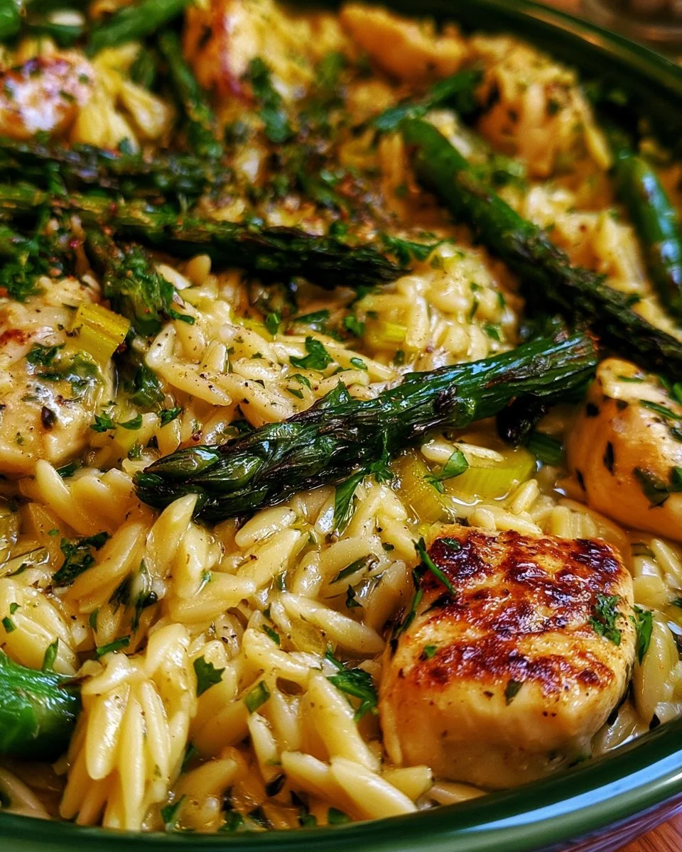 Tasty Orzo with Chicken and Asparagus